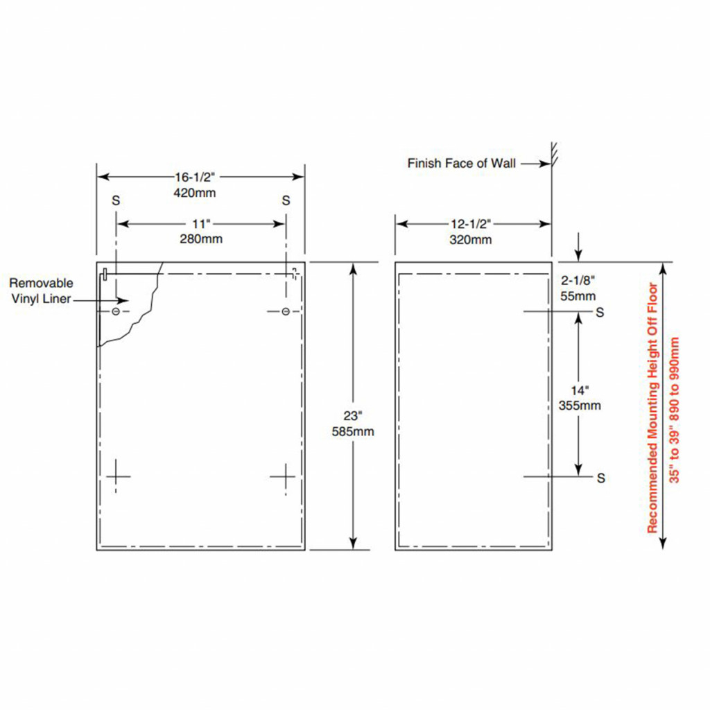 Bobrick ClassicSeries Surface Mounted Waste Bin 75 7L Capacity