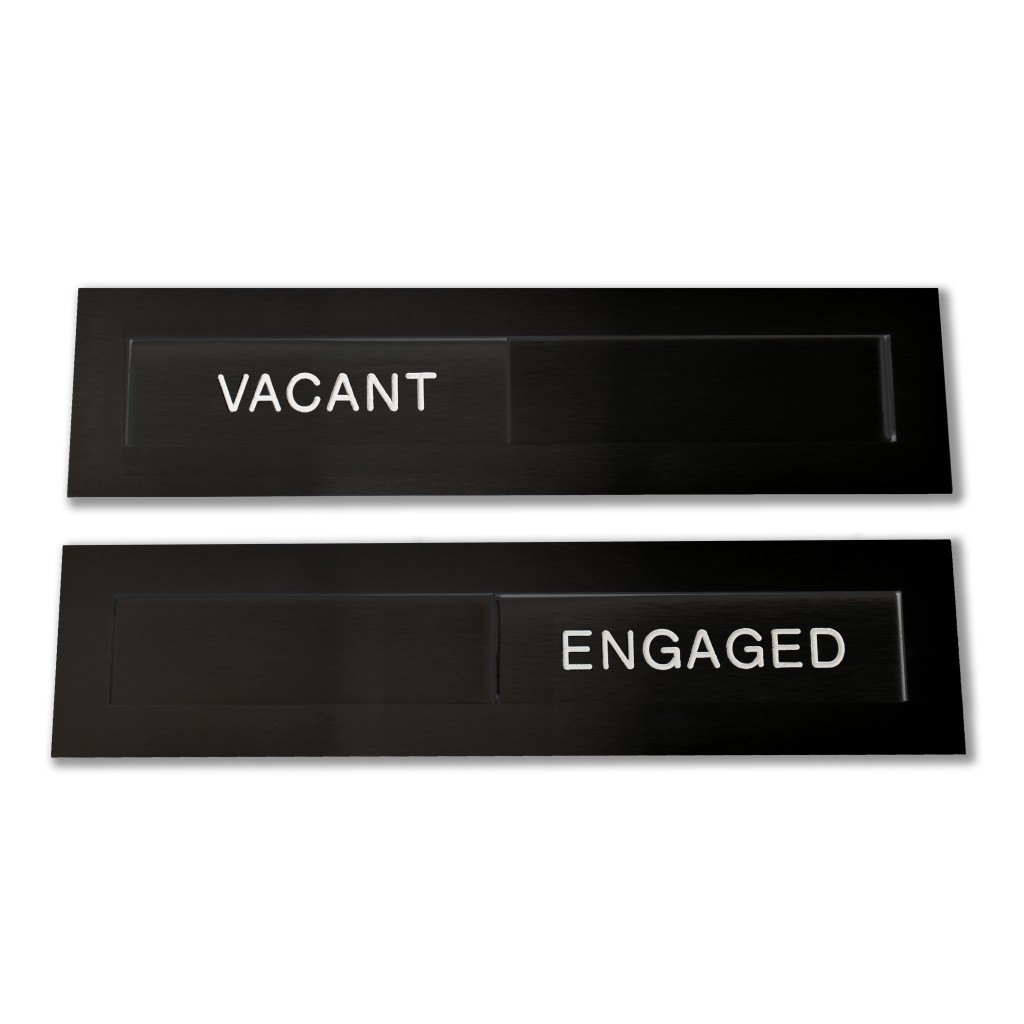 Matt Black Antimicrobial Eco-Friendly Self Adhesive Sliding VACANT ENGAGED Signs