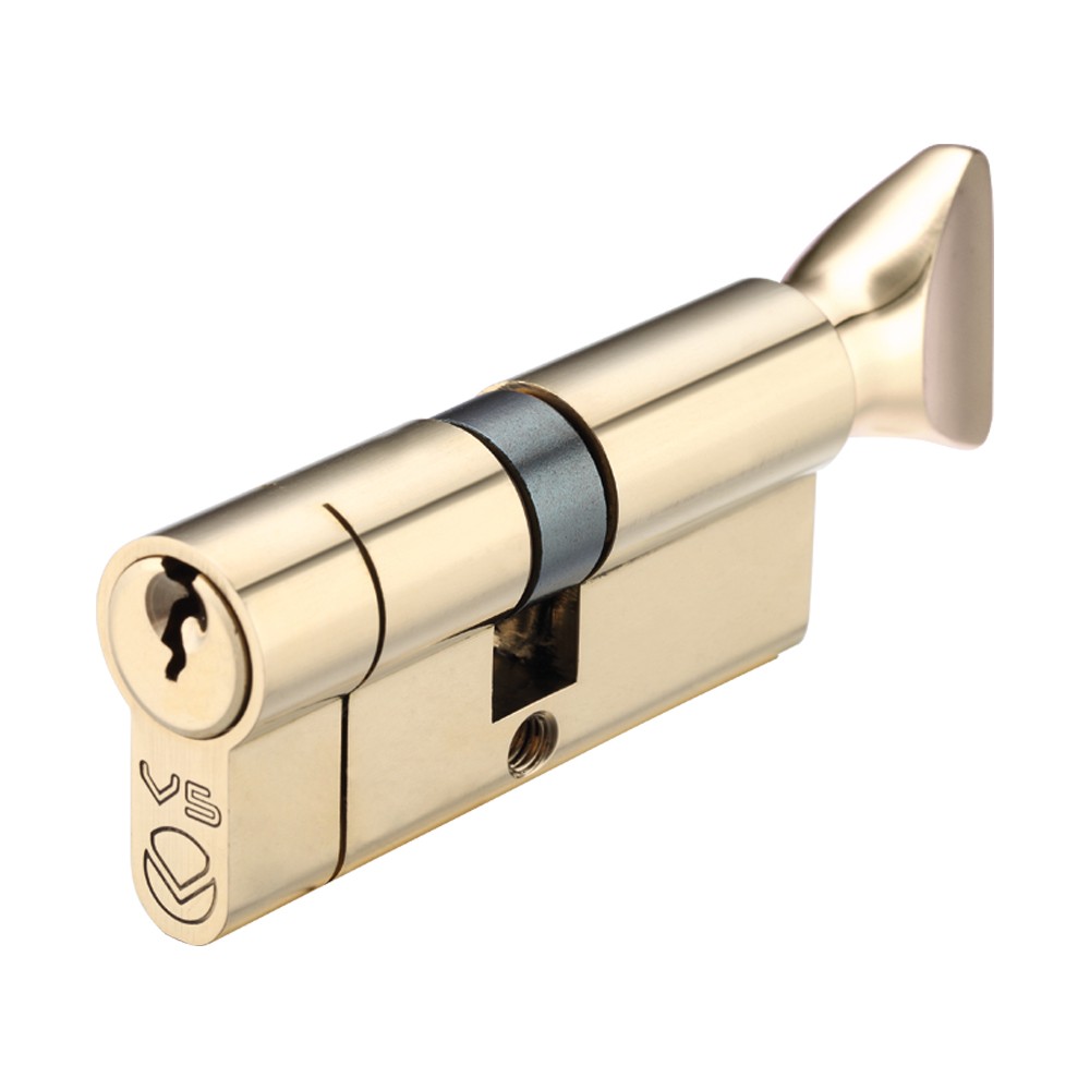 Polished Brass Euro Profile Key & Thumb Turn Cylinders (K&T) – Keyed to Differ