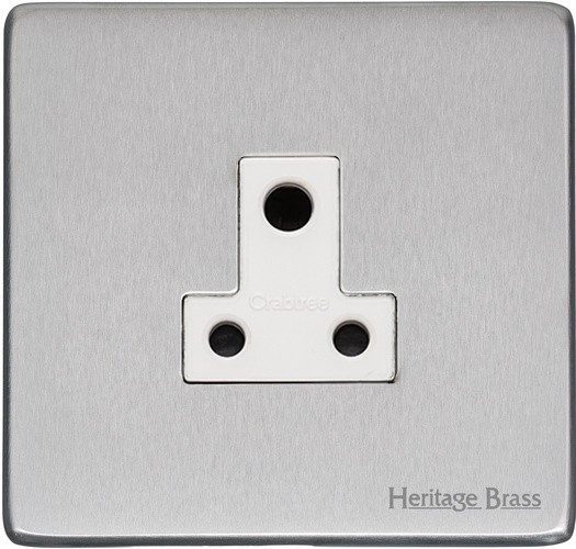 M Marcus Heritage Brass Studio Range 5 Amp 3 Round Pin Unswitched Socket with White Trim