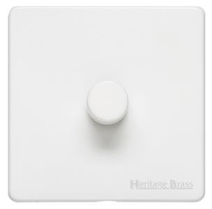 M Marcus Heritage Brass Vintage Gloss White Range 1 Gang 2 Way Push On/Off Dimmer Switch (250 watts & 400 watts)