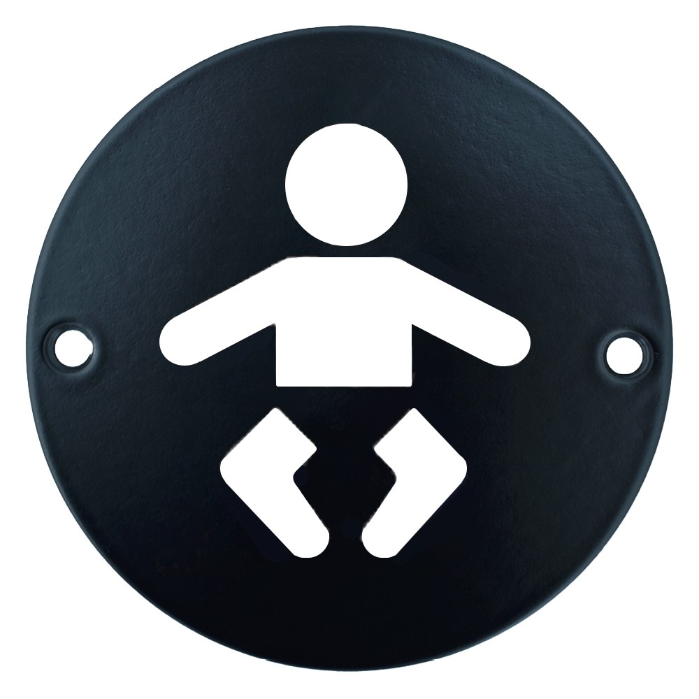 Matt Black Antimicrobial Eco-Friendly “Baby change” symbol