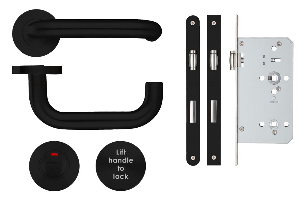 Matt Black Antimicrobial Eco-Friendly Lift to Lock Bathroom Set (DDA)