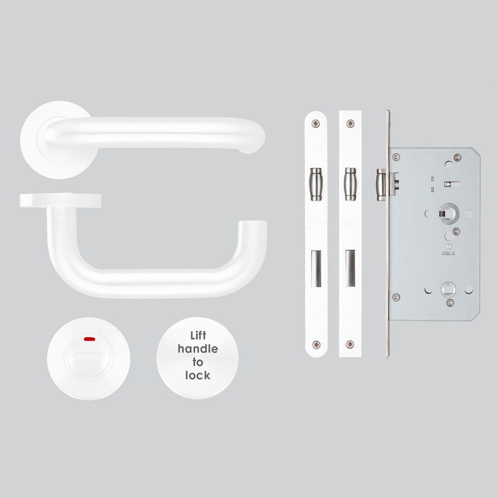 Lift to Lock Bathroom Set (DDA) – Antimicrobial Eco-Friendly Matt White