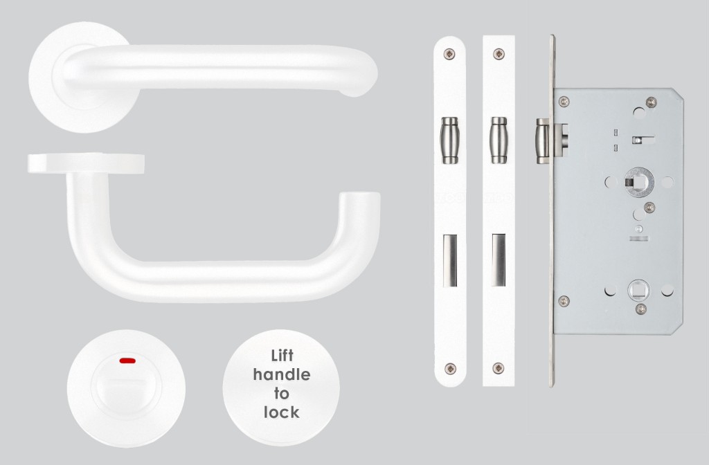 Matt White Antimicrobial Eco-Friendly Lift to Lock Bathroom Set (DDA)