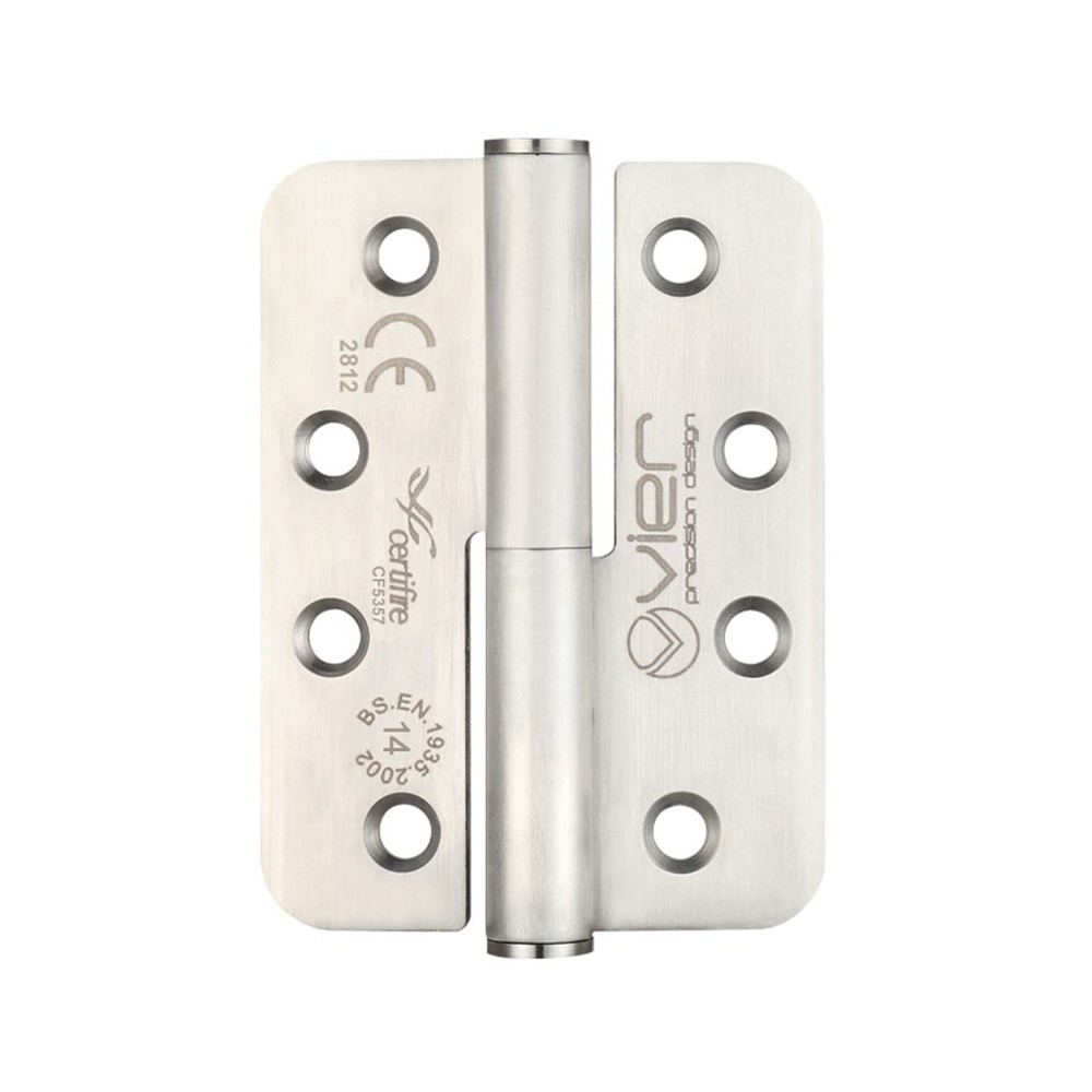 Satin Stainless Steel Antimicrobial Extremely Heavy Duty Left Hand Grade 14 Lift Off Hinges 102 x 76 x 3mm – Radius corners