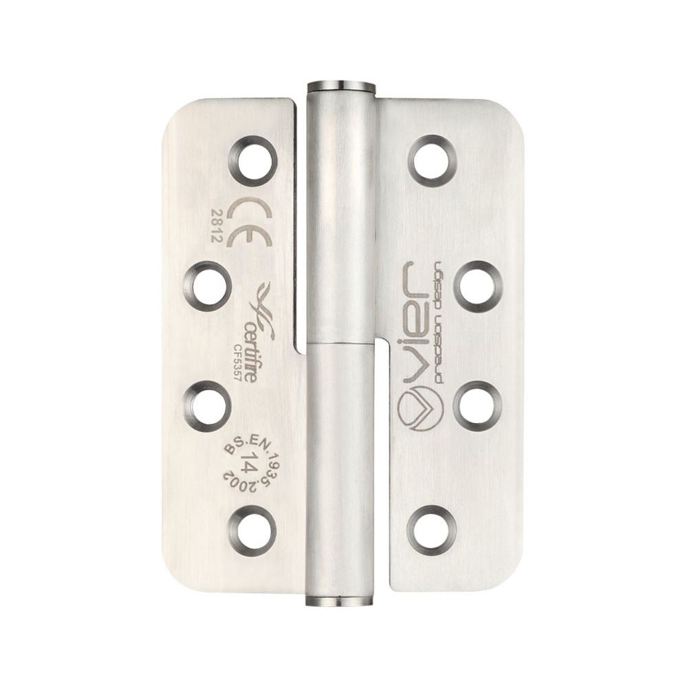 Satin Stainless Steel Antimicrobial Extremely Heavy Duty Right Hand Grade 14 Lift Off Hinges 102 x 76 x 3mm – Radius corners