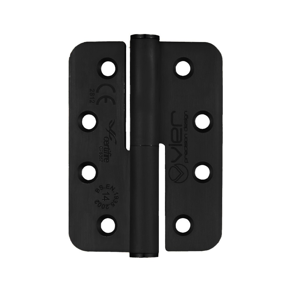 Matt Black Antimicrobial Eco-Friendly Extremely Heavy Duty Right Hand Grade 14 Lift Off Hinges 102 x 76 x 3mm – Radius corners