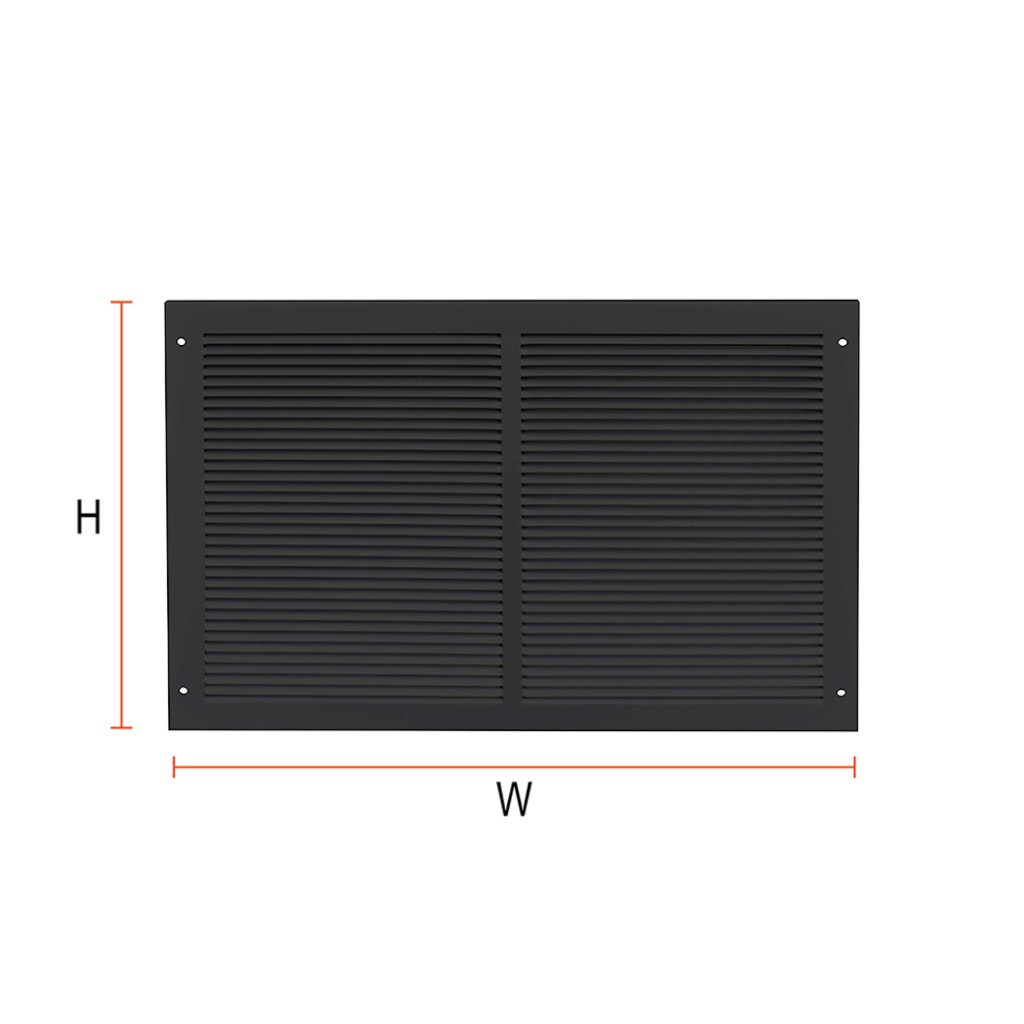 Fixed Louvered vent – (W) 245mm x (H) 195mm – Matt Black