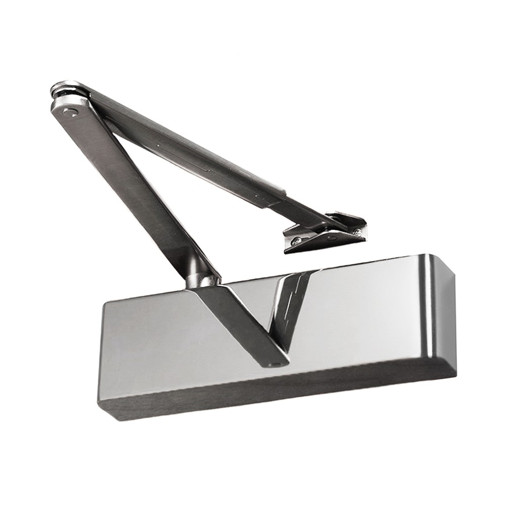 Heavy Duty Adjustable Power Hydraulic Door Closer  – Polished Stainless Steel 