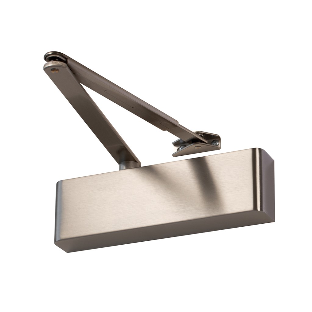 Medium Duty Adjustable Power Hydraulic Door Closer – Antimicrobial Satin Stainless Steel