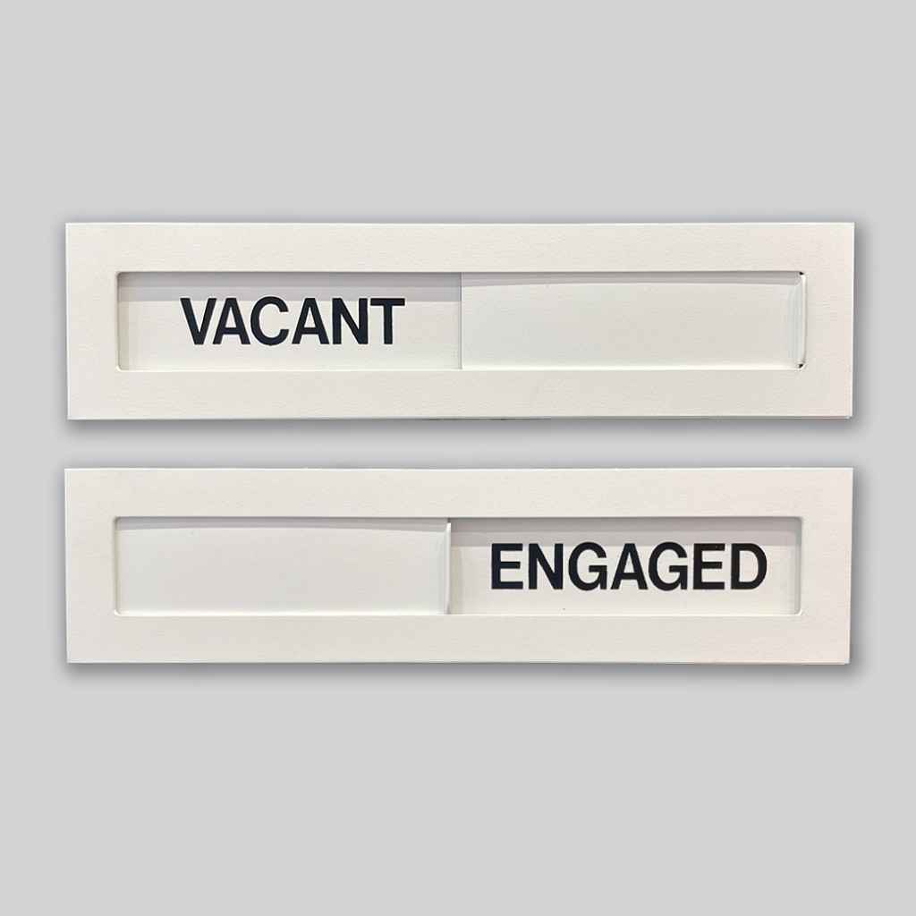 Self Adhesive Sliding VACANT ENGAGED Signs – Antimicrobial Eco-Friendly Matt White