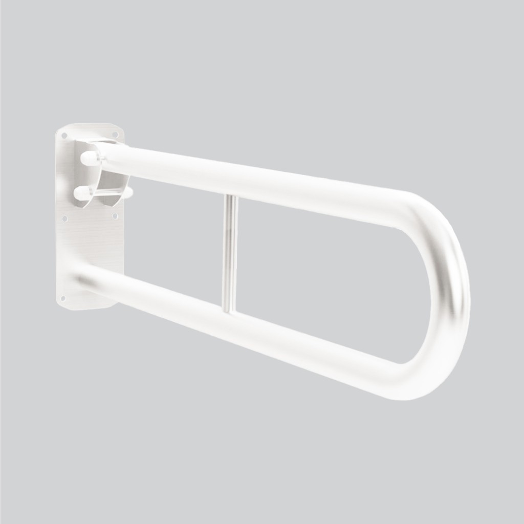 Double Arm Hinged Support Drop Down Rail – Antimicrobial Eco-Friendly Matt White