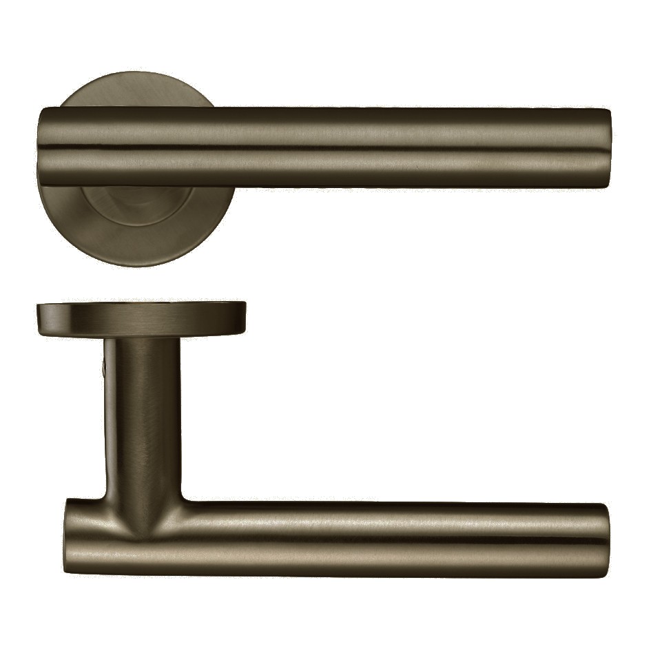 Adonic Matt Bronze Round Rose T-bar Lever Handles – Push on Rose (Sprung)