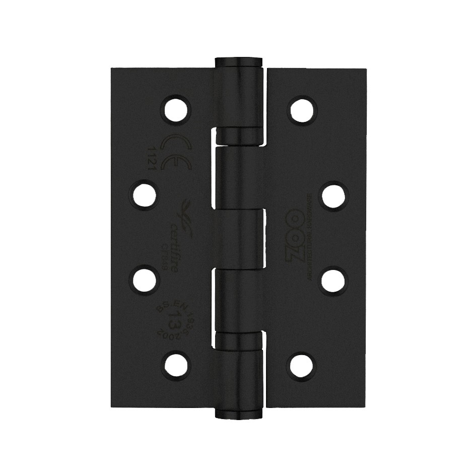 Matt Black Heavy Duty Ball Bearing Hinges, 102 x 76 x 3mm