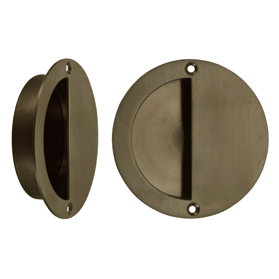 Adonic Matt Bronze 'Half Moon' Flush Pull Handles – 90mm Ø