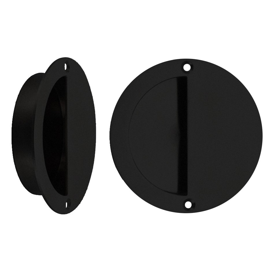 Matt Black Antimicrobial Eco-Friendly 'Half Moon' Flush Pull Handles – 90mm Ø