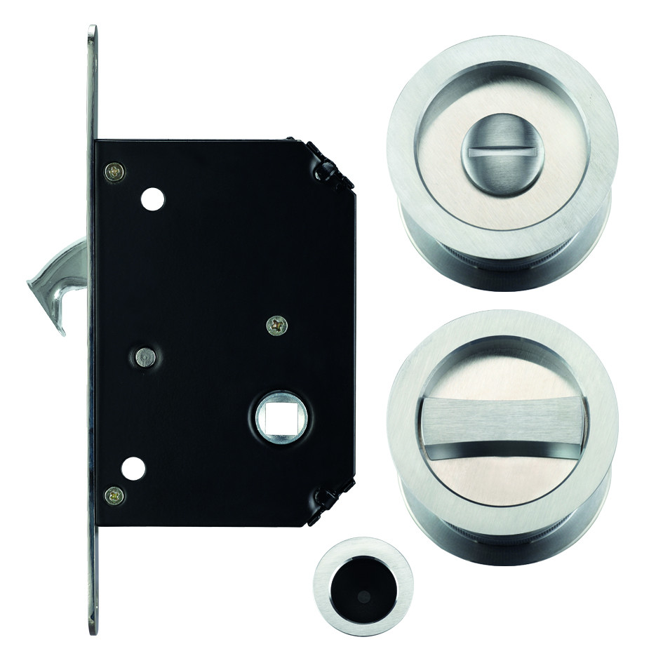 Satin Chrome Plate Antimicrobial Sliding Door WC Bathroom Set