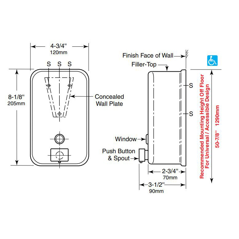 Bobrick B-2111 ClassicSeries® Surface-Mounted Soap Dispenser