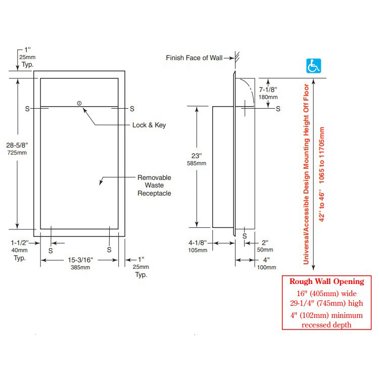 ClassicSeries® Recessed Waste Bin | Poole Waite & Co. Ltd.