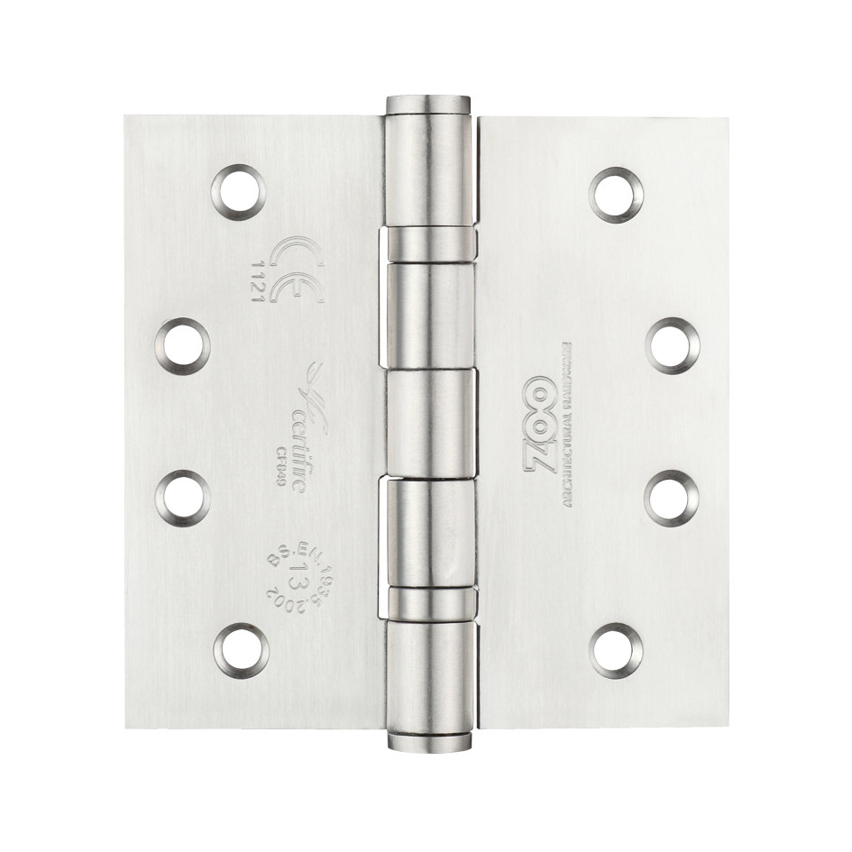 Satin Stainless Steel Heavy Duty Projection Ball Bearing Hinges 102mm x 102mm x 3mm