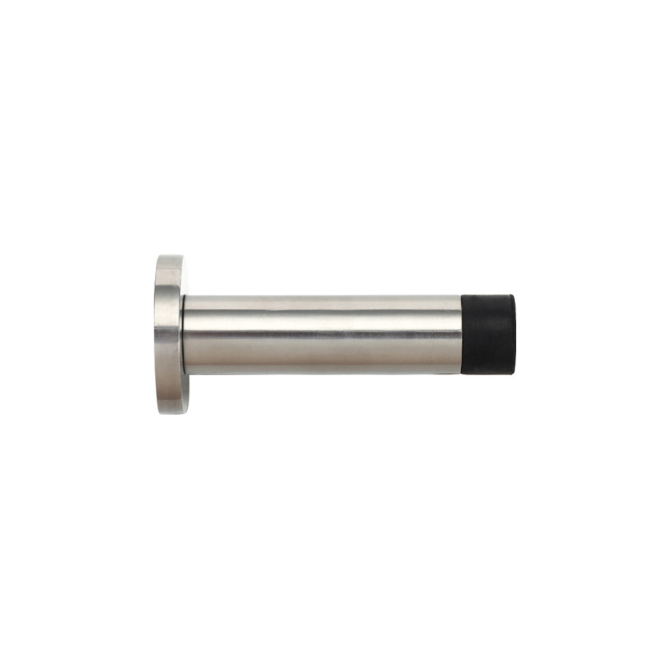 Satin Stainless Steel 70mm Projection Wall or Skirting Mounted Door Stop on Rose