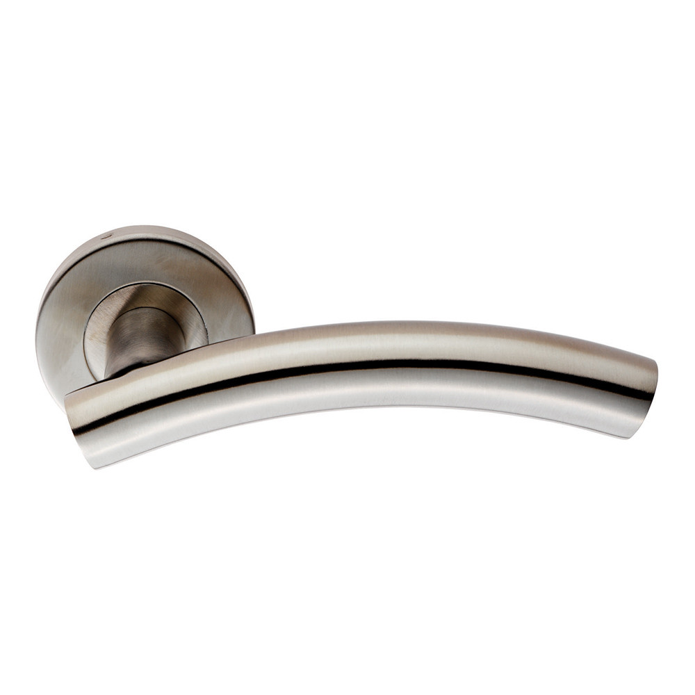 Carlisle Brass Eurospec Curved Lever on Sprung Round Rose - Grade 304 Satin Stainless Steel