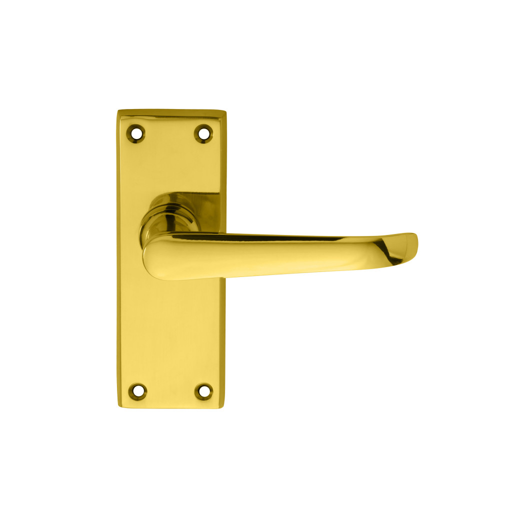 Carlisle Brass Victorian Ascot Lever on Short Latch Plate - Polished Brass