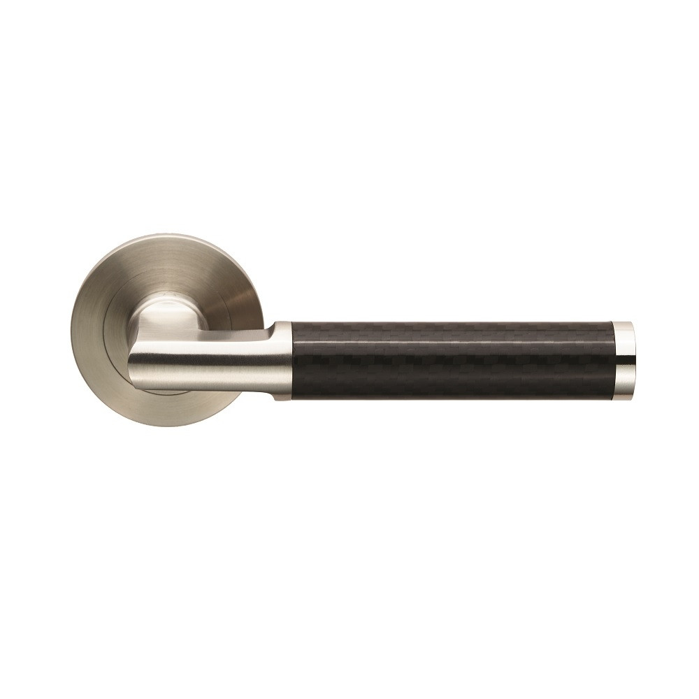 Carlisle Brass Eurospec Carbon Fibre Lever on Threaded Round Rose - Satin Stainless Steel