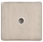 M Marcus Heritage Brass Studio Range 1 Gang Non-Isolated TV/Coaxial Socket with White Trim