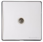 M Marcus Heritage Brass Studio Range 1 Gang Non-Isolated TV/Coaxial Socket with White Trim