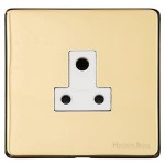 M Marcus Heritage Brass Studio Range 5 Amp 3 Round Pin Unswitched Socket with White Trim