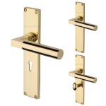 M Marcus Heritage Brass Bauhaus Door Handle on Plate Polished Brass