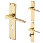 M Marcus Heritage Brass Gio Door Handle on Plate Polished Brass