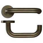 Adonic Matt Bronze Round Rose Return to Door Lever Handles – Push on Rose (Sprung)