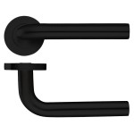 Matt Black Antimicrobial Eco-Friendly Round Rose Straight Lever Handles – Push on Rose (Sprung)