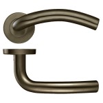 Adonic Matt Bronze Round Rose Arched Lever Handles – Push on Rose (Sprung) 