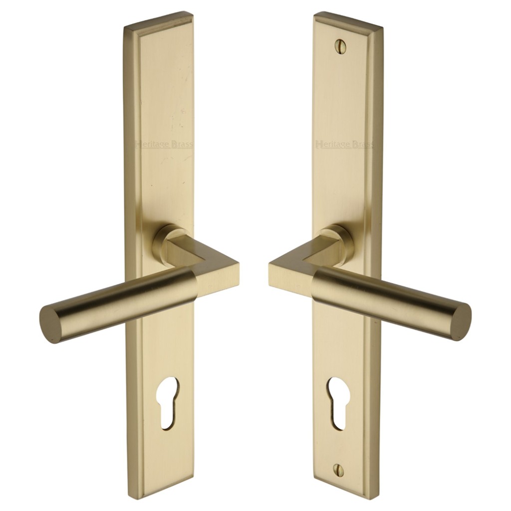 M Marcus Heritage Brass Bauhaus Multi-Point Door Lever Handle on Euro Lock Plate