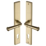 M Marcus Heritage Brass Colonial Multi-Point Door Lever Handle on Euro Lock Plate