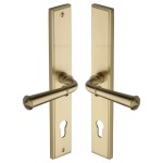 M Marcus Heritage Brass Colonial Multi-Point Door Lever Handle on Euro Lock Plate