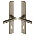 M Marcus Heritage Brass Bauhaus Multi-Point Door Lever Handle on Euro Lock Plate