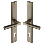 M Marcus Heritage Brass Bauhaus Multi-Point Door Lever Handle on Euro Lock Plate