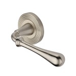 M Marcus Heritage Brass Door Handle Lever Latch on Round Rose Roma Reeded Design