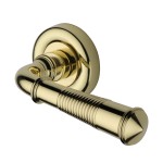 M Marcus Heritage Brass Door Handle Lever Latch on Round Rose Colonial Reeded Design