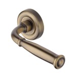 M Marcus Heritage Brass Door Handle Lever Latch on Round Rose Lincoln Design