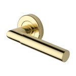 M Marcus Heritage Brass Door Handle Lever Latch on Round Rose Bauhaus Mitre Design