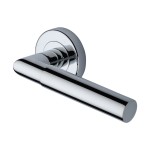 M Marcus Heritage Brass Door Handle Lever Latch on Round Rose Bauhaus Mitre Design