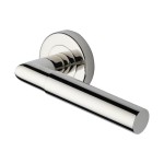 M Marcus Heritage Brass Door Handle Lever Latch on Round Rose Bauhaus Mitre Design