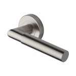 M Marcus Heritage Brass Door Handle Lever Latch on Round Rose Bauhaus Mitre Design