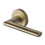 M Marcus Heritage Brass Door Handle Lever Latch on Round Rose Admiralty Design